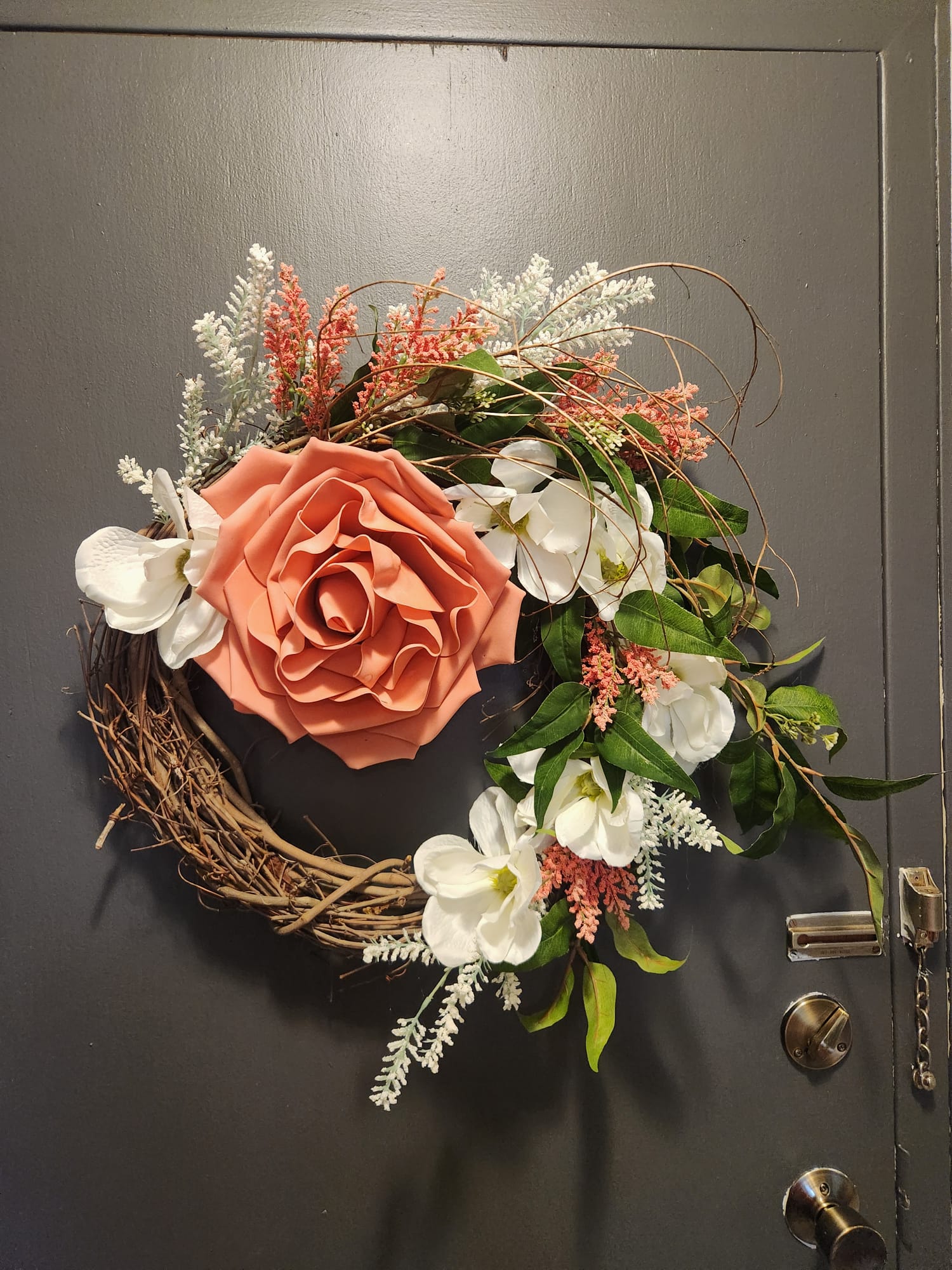 Coral Rose Wreath